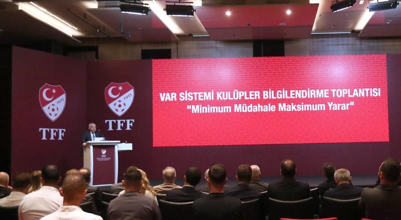 Türkiye Futbol Federasyonu, Spor Toto Süper Lig ve Spor Toto 1. Lig ekiplerine 'VAR Bilgilendirme' toplantısı düzenledi. TFF Hasan Doğan Milli Takımlar Kamp ve Eğitim Tesisleri'nde gerçekleştirilen toplantıya, kulüp başkanları katılım sağladı. İşte detaylar...